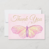 Paarse en roze vlinder Baby shower dank u Bedankkaart (Voorkant)