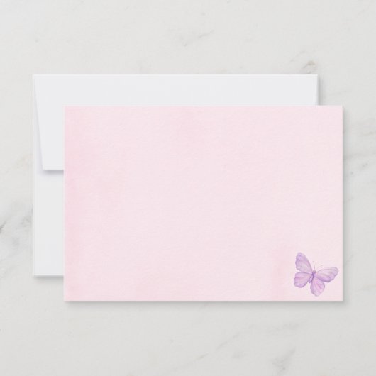 Paarse en roze vlinder Baby shower dank u Bedankkaart (Achterkant)