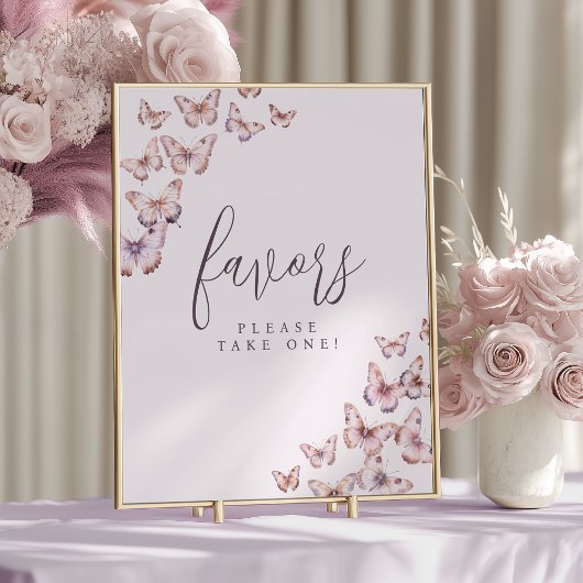 Paarse en Roze Vlinder Baby shower Favor Sign Poster