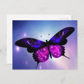 Paarse en roze vlinder briefkaart (Voorkant / Achterkant)