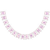 Paarse en roze vlinder Happy Birthday Banner (Alle)