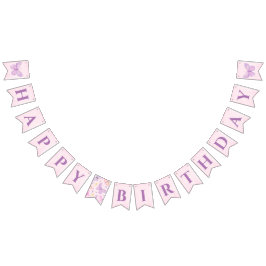 Paarse en roze vlinder Happy Birthday Banner