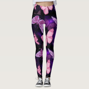 Paarse en Roze Vlinder Leggings