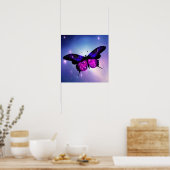 Paarse en roze vlinder poster (Keuken)