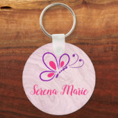 Paarse en Roze Vlinder Sleutelhanger (Voorkant)