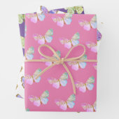 Paarse en roze vlinder thema cadeau inpakpapier vel (In situ)