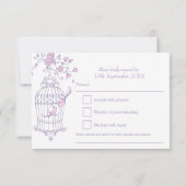 Paarse en roze vogels open kaart voor de bruiloft (Achterkant)