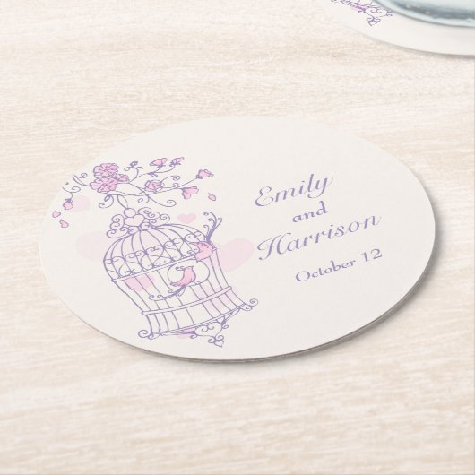 Paarse en roze vogels open onderzetters voor het h (Gebogen)