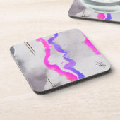 Paarse en roze Waterverf Abstract Bier Onderzetter (Linkerzijde)