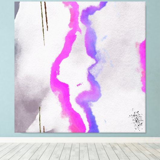 Paarse en roze Waterverf Abstract Canvas Afdruk (Insitu (Houten vloer))
