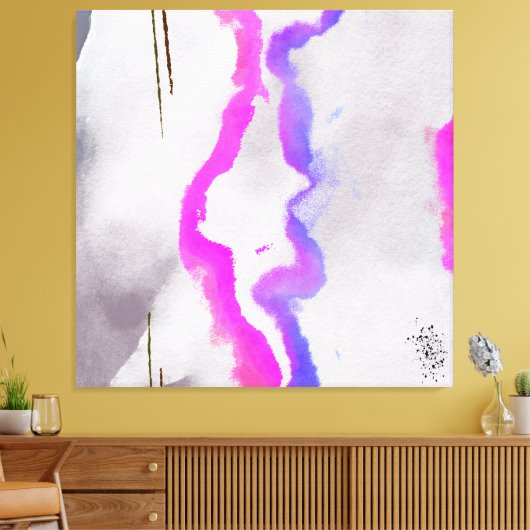 Paarse en roze Waterverf Abstract Canvas Afdruk (Insitu (Woonkamer))
