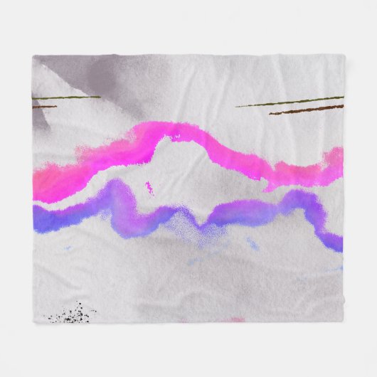 Paarse en roze Waterverf Abstract Fleece Deken (Voorkant (Horizontaal))