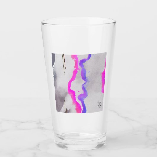 Paarse en roze Waterverf Abstract Glas (Voorkant)