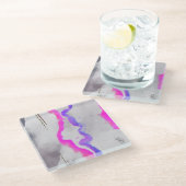 Paarse en roze Waterverf Abstract Glazen Onderzetter (Schuin)