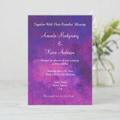 Paarse en roze Waterverf Abstract huwelijk Kaart (Staand voorkant)
