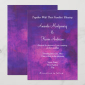 Paarse en roze Waterverf Abstract huwelijk Kaart (Voorkant / Achterkant)