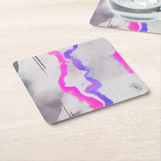 Paarse en roze Waterverf Abstract Kartonnen Onderzetters (Schuin)