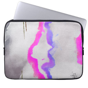 Paarse en roze Waterverf Abstract Laptop Sleeve