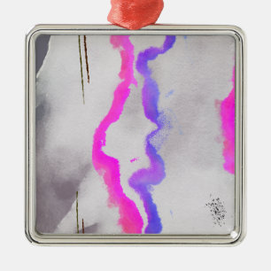 Paarse en roze Waterverf Abstract Metalen Ornament