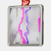 Paarse en roze Waterverf Abstract Metalen Ornament (Links)