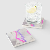 Paarse en roze Waterverf Abstract Stenen Onderzetter (Zijkant)