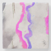Paarse en roze Waterverf Abstract Stenen Onderzetter (Voorkant)
