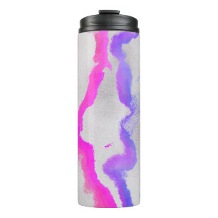 Paarse en roze Waterverf Abstract Thermosbeker