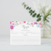 Paarse en roze Waterverf Anemonen Recipe Kaart (Staand voorkant)