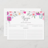 Paarse en roze Waterverf Anemonen Recipe Kaart (Voorkant / Achterkant)