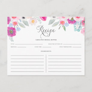 Paarse en roze Waterverf Anemonen Recipe Kaart