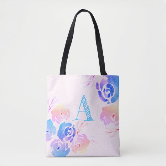 Paarse en roze Waterverf bloemen en olie Tote Bag (Voorkant)