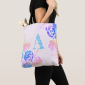 Paarse en roze Waterverf bloemen en olie Tote Bag (Dichtbij)
