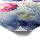 Paarse en roze waterverf bloemen kunst poster (Hoek)