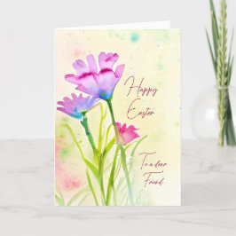 Paarse en roze waterverf bloemen op maat voor Pase Feestdagen Kaart
