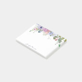 Paarse en roze waterverf bloemstuk gepersonaliseer post-it® notes (Schuin)