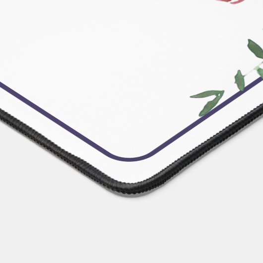 Paarse en roze waterverf floraal gepersonaliseerd bureaumat (Hoek)