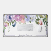 Paarse en roze waterverf floraal gepersonaliseerd bureaumat (Keyboard & Muis)