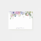 Paarse en roze waterverf floraal gepersonaliseerd post-it® notes (Voorkant)
