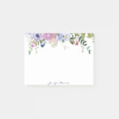 Paarse en roze waterverf floraal gepersonaliseerd post-it® notes (Voorkant)