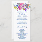 Paarse en roze Waterverf Flowers Wedding Programme Programmakaart (Voorkant / Achterkant)