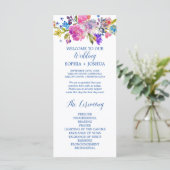 Paarse en roze Waterverf Flowers Wedding Programme Programmakaart (Staand voorkant)