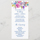 Paarse en roze Waterverf Flowers Wedding Programme Programmakaart (Voorkant)