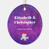 Paarse en roze Waterverf kerst Keramisch Ornament (Links)