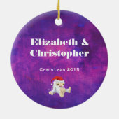 Paarse en roze Waterverf kerst Keramisch Ornament (Achterkant)