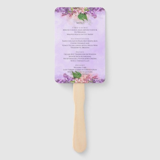 Paarse en roze Waterverf Lila bloemen bruiloft Handwaaier (Achterkant)
