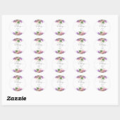Paarse en roze Waterverf Lila bloemen bruiloft Ronde Sticker (Vel)