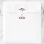 Paarse en roze Waterverf Lila bloemen bruiloft Ronde Sticker (Tas)