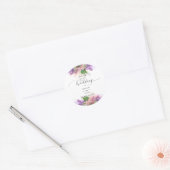 Paarse en roze Waterverf Lila bloemen bruiloft Ronde Sticker (Envelop)