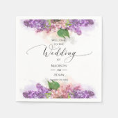 Paarse en roze Waterverf Lila bloemen bruiloft Servet (Voorkant)