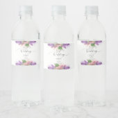 Paarse en roze Waterverf Lila bloemen bruiloft Waterfles Etiket (Flessen)